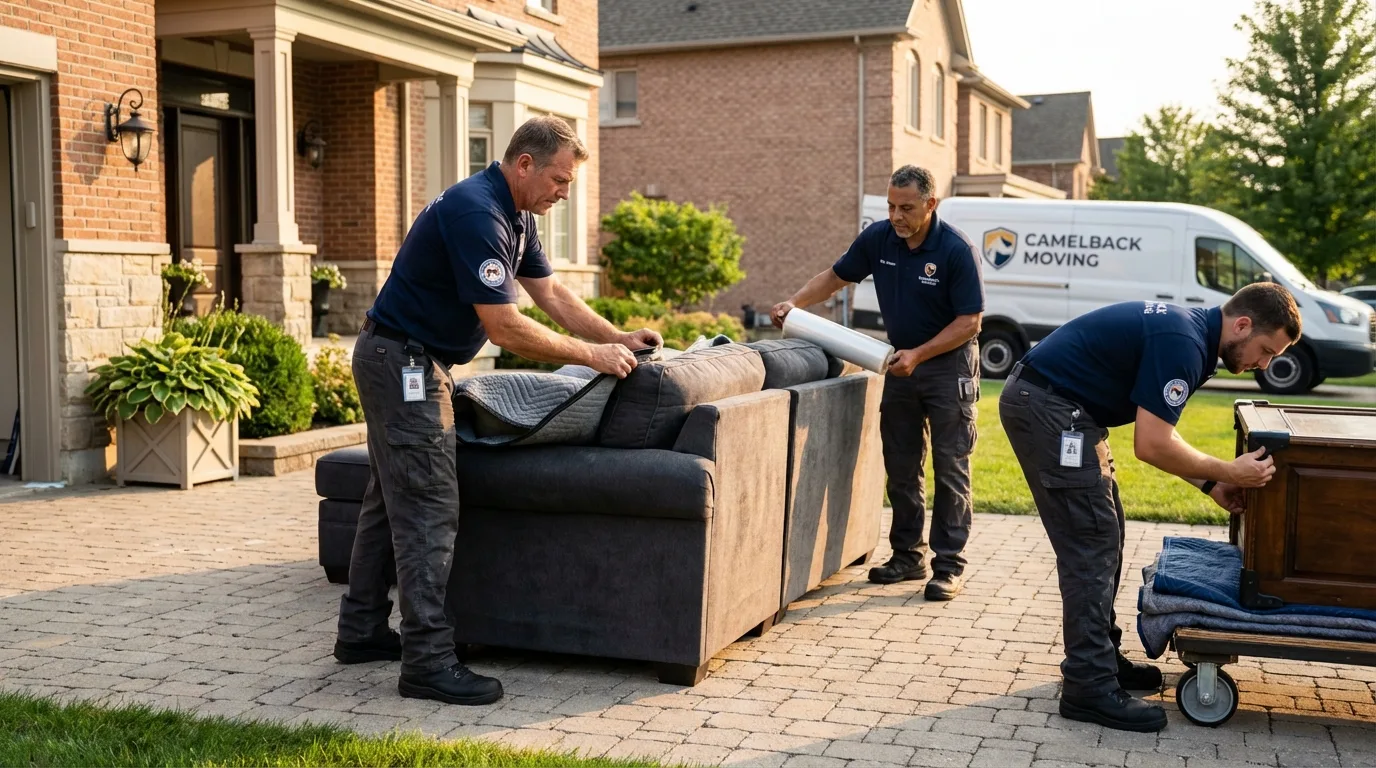Large estate moving crew wrapping furniture in Monroeville, OH